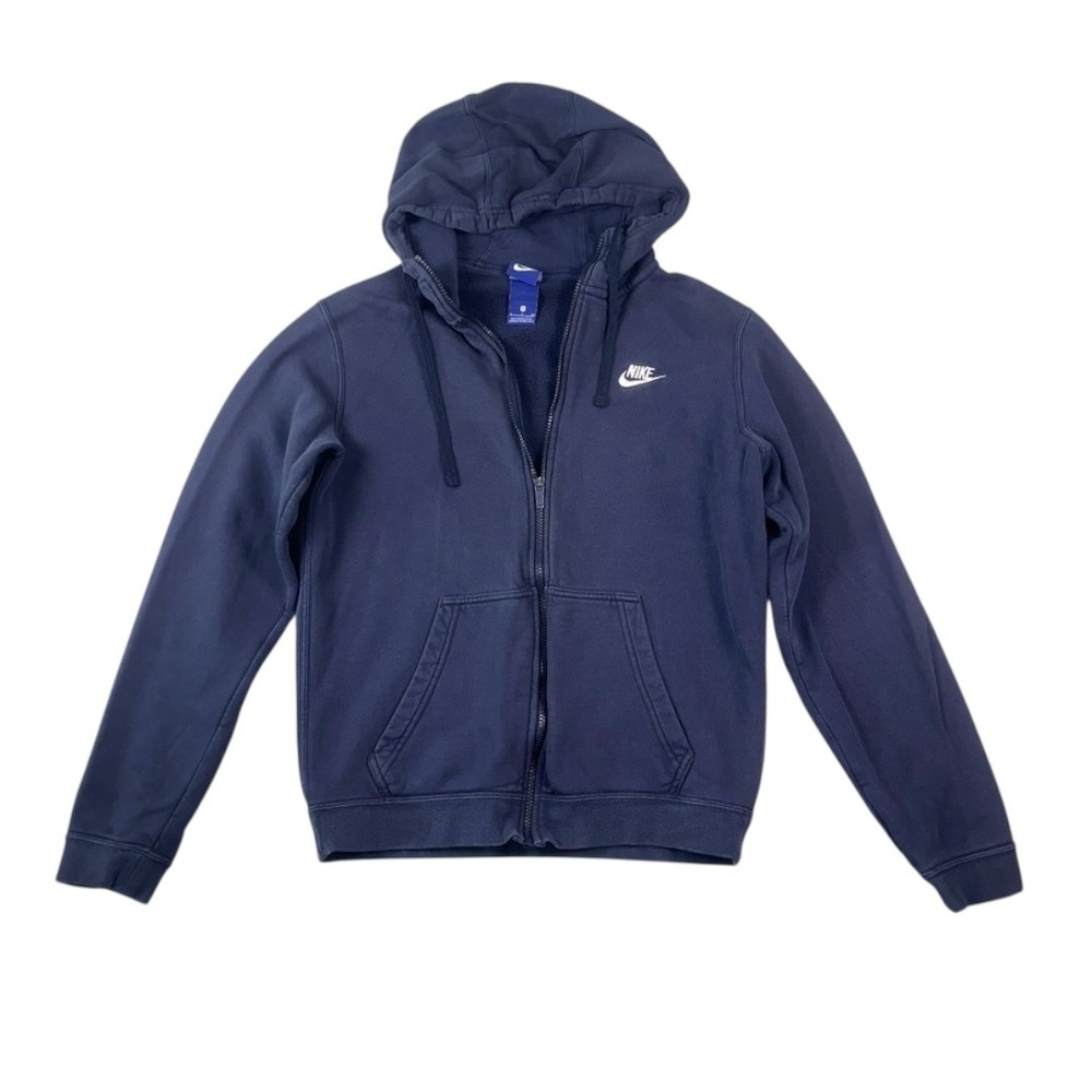 Nike Full-Zip Navy Hoodie Sweatshirt Small Fleece Lined